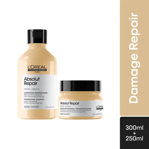 L'Oreal Absolut Repair Shampoo (300 ml) Hair Mask (250 g) Combo For Damaged Hair